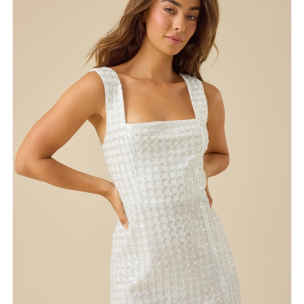 Altar'd State White Beaded Mini Dress